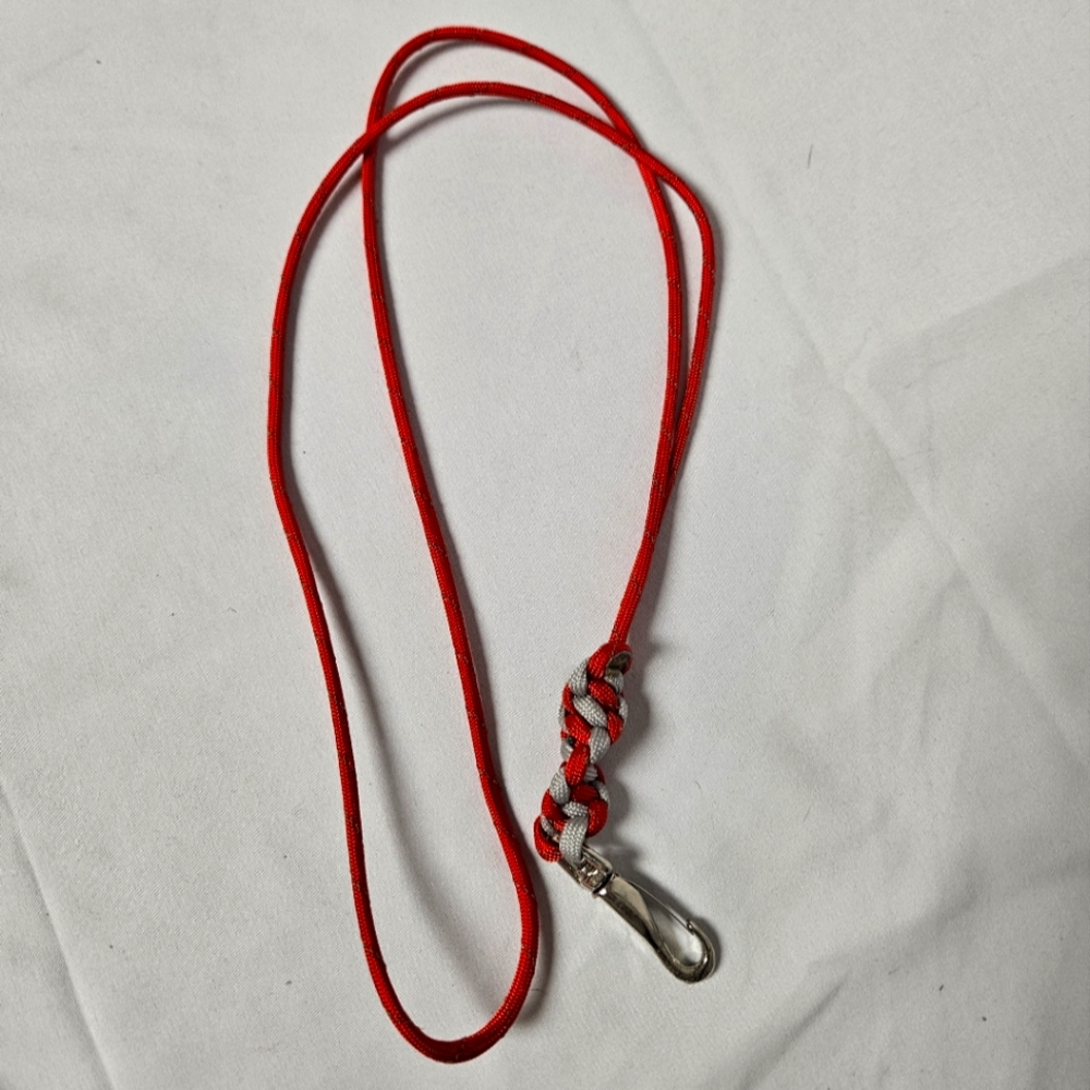 Handmade Paracord Red Gray Lanyard with Clip‎
